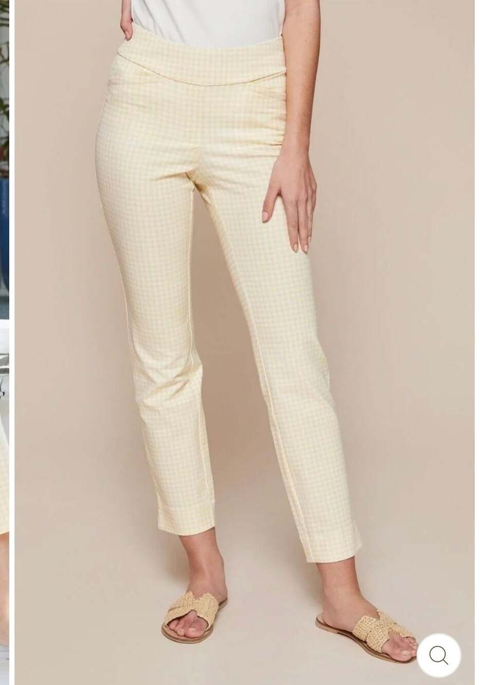 Spartina 449 Maren Kick Flare Pant in Clara Gingham Yellow Taupe XL